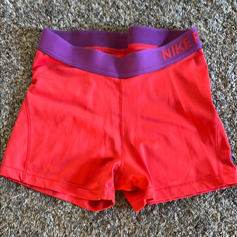 Nike Women’s Red Training Shorts with Purple Waistband